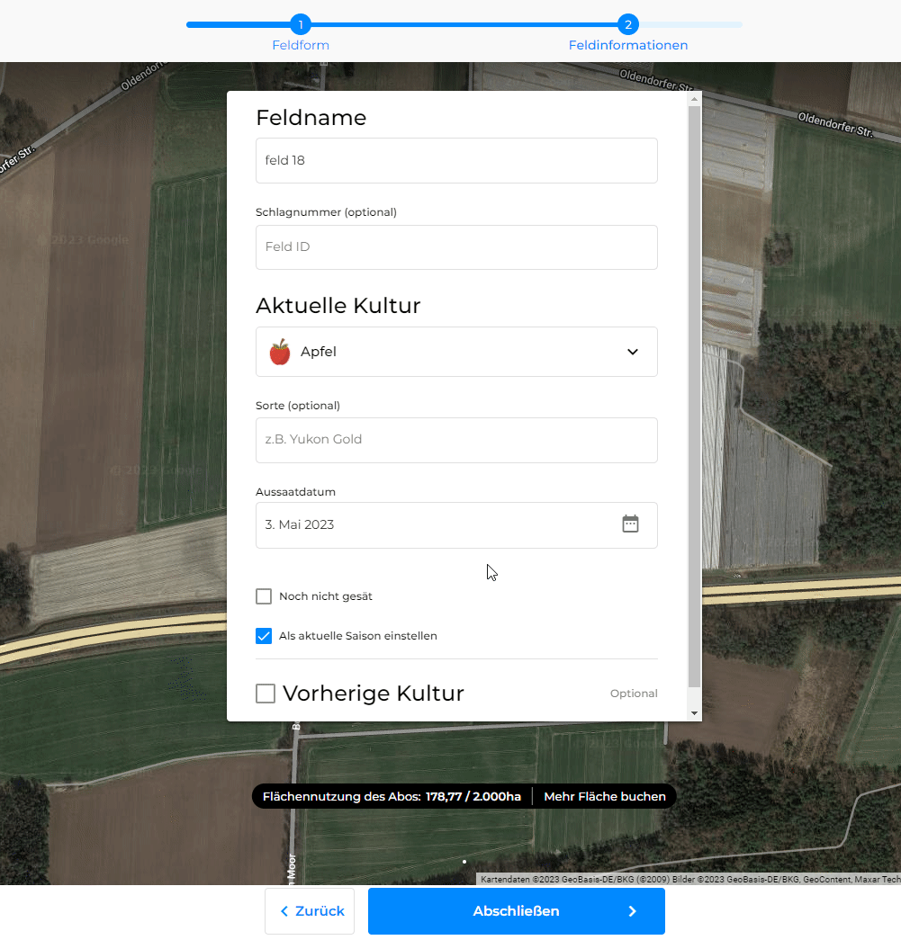 So können Sie Ihren ersten Betrieb und Ihr erstes Feld anlegen – SKYFLD ...